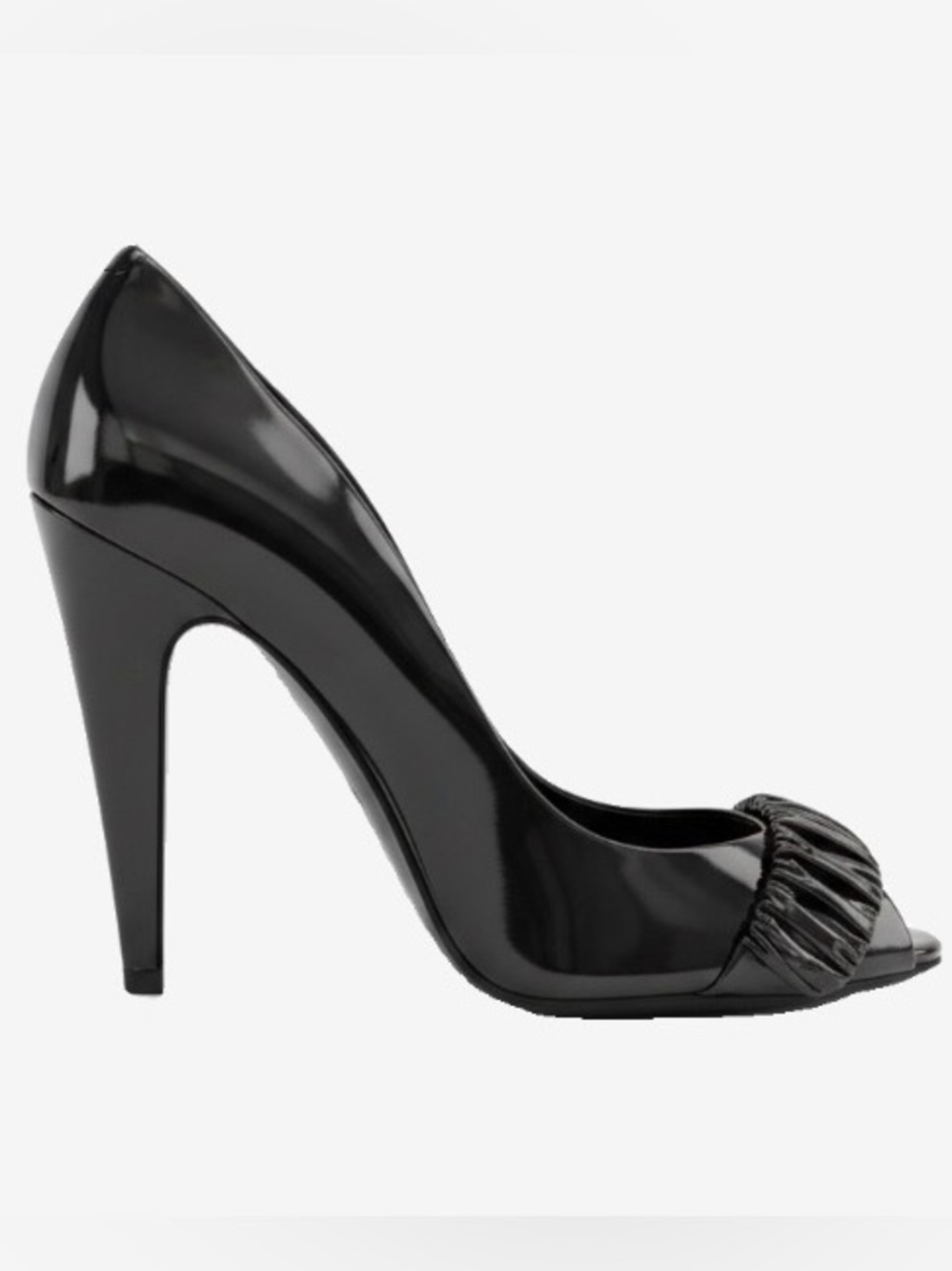 🛍️ Burberry Authentic Patent Leather Peep-Toe Heels with Ruched Detail Size 37.